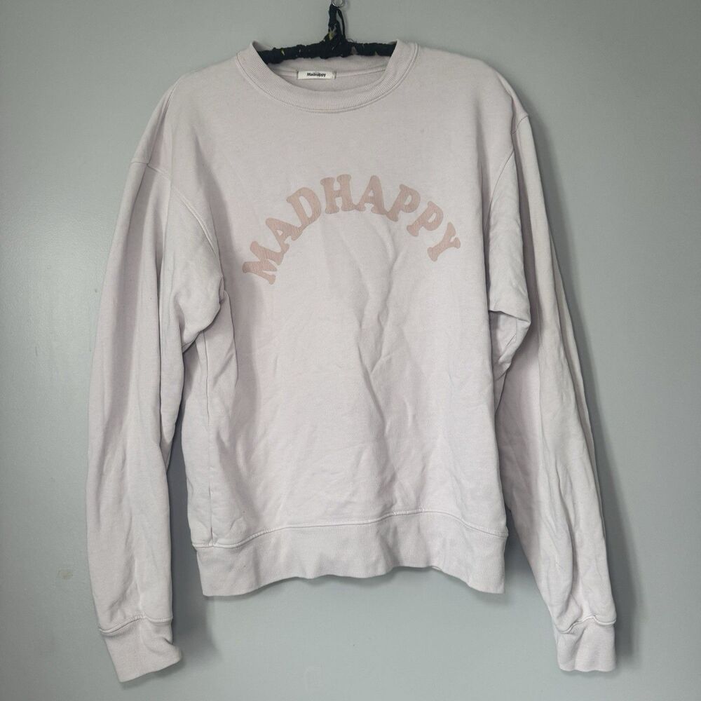 Madhappy Logo Crewneck Sweater Sz S Muted Pink 100% Cotton Womens